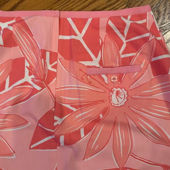 Lilly Pulitzer Skirt Pink Floral Palm Print White Label Size 4 - Picture 7 of 8